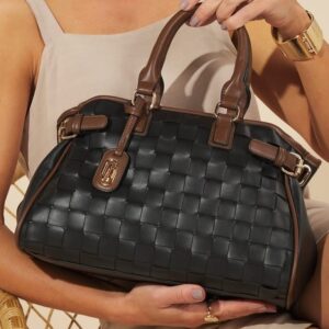 Bolsa WJ preta com detalhes em marrom